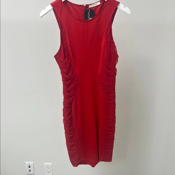 Versace Collection Red Ruched Mini Dress - Picture 1 of 9